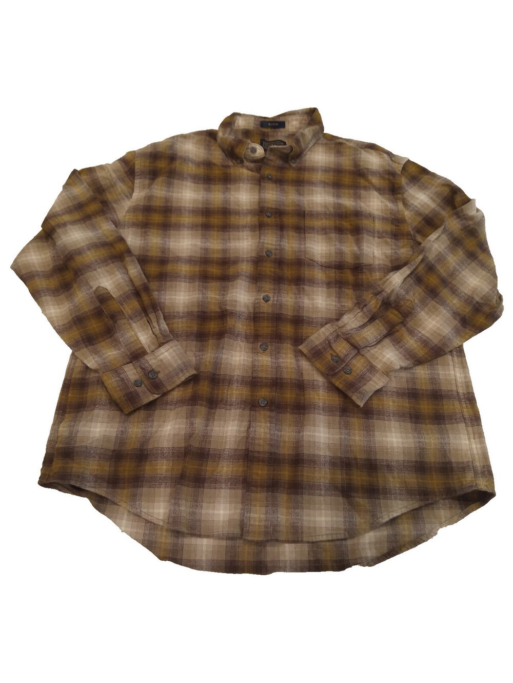 Pendleton Mason Flannel Shirt Mens XL Brown Tan Plaid Thick Long Sleeve Button U